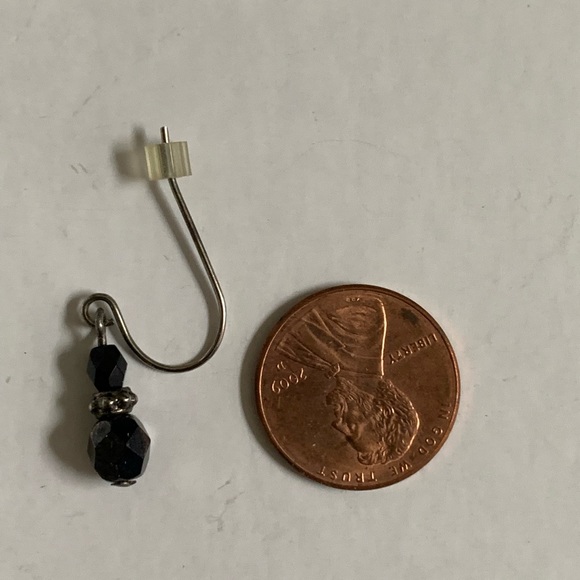 Obsidian onyx sterling silver handcrafted earrings - Picture 3 of 3